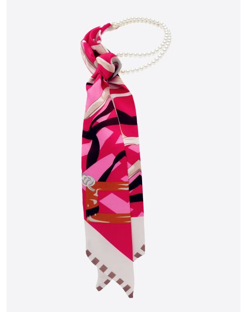 Collier en Perle et Foulard rose