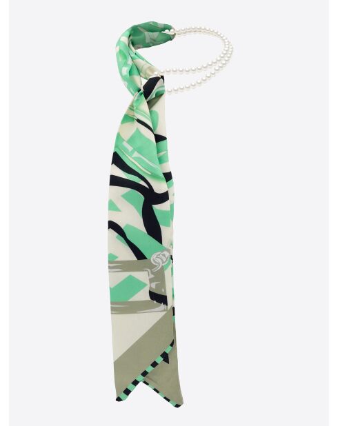 Collier en Perles de culture et Foulard vert