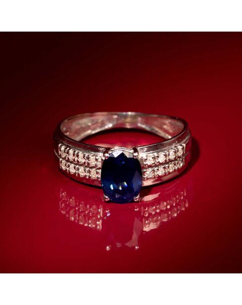 Bague Rimatara Diamants 0.05 ct Saphirs 1 ct or blanc