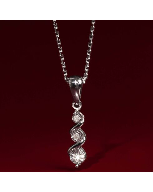 Pendentif en Diamants & tresse  Or Blanc