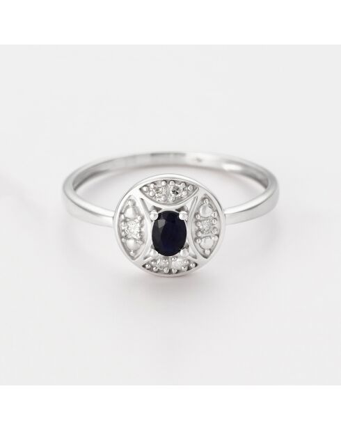 Bague Douce Nuit Diamant 0.046 ct & Saphir 0.25 ct or blanc