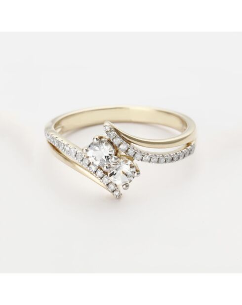 Bague Scintillante Diamant 0.15 ct & Topaze 0.5 ct or jaune