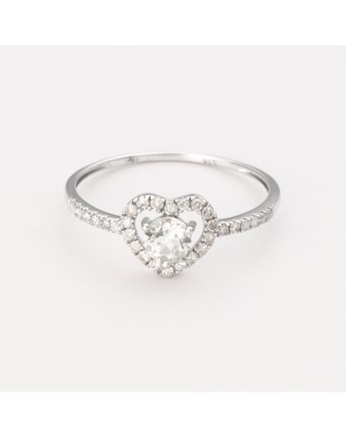 Bague Lumière d'Orient Diamant 0.165 ct & Topaze 0.429 ct or blanc