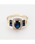 Bague Charmante Diamant 0.084 ct & Saphir 1.69 ct or jaune