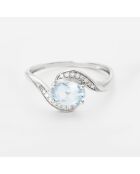 Bague Fleur Diamant 0.061 ct & Topaze 1.034 ct or blanc