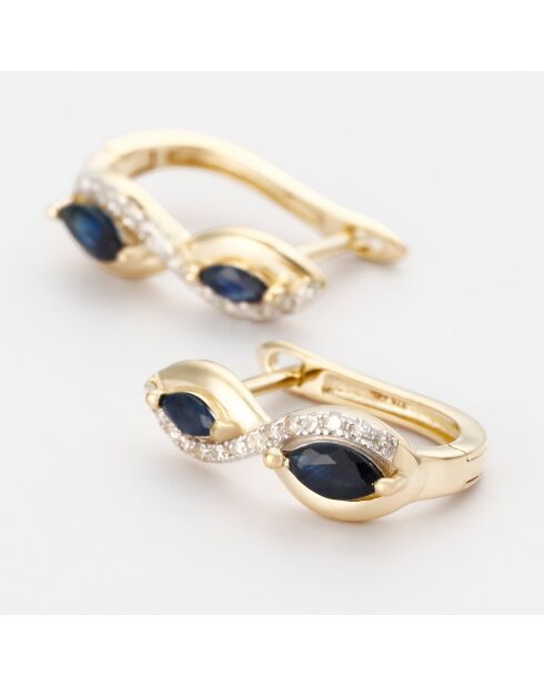 Boucles d'oreilles Solstice Diamant 0.154 ct & Saphir 0.808 ct or jaune
