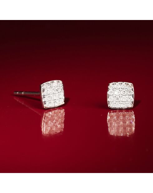 Boucles d'oreilles Carrément Diamant 0.17 ct or blanc
