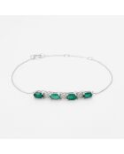 Bracelet Lila Diamant 0.062 ct & Emeraude 2.42 ct or blanc