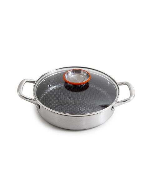 Sautoir triplex avec couvercle Blackcube argenté - 2.5 L