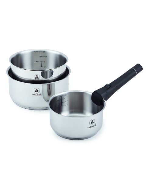 3 Casseroles amovible induction argentées