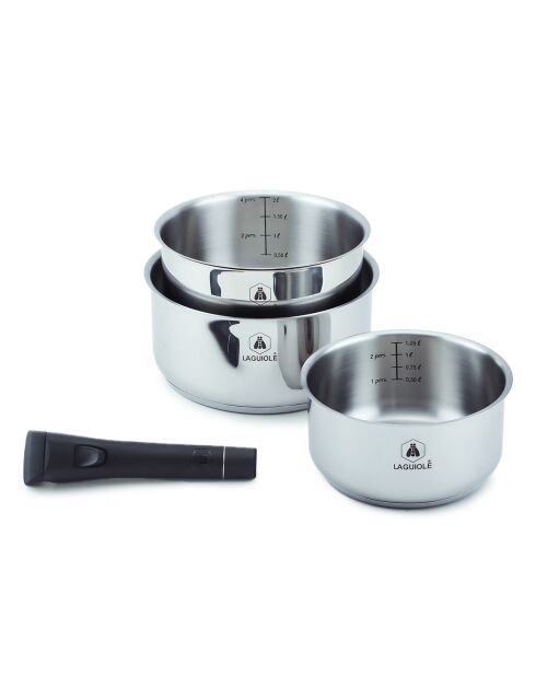 3 Casseroles amovible induction argentées