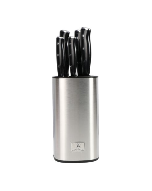 Bloc + 5 Couteaux Gleam noir - 19x15.2x37 cm