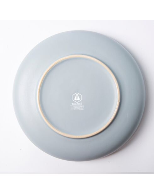 6 platos hondos de gres reactivo con iris azul/gris, 22 cm de diámetro