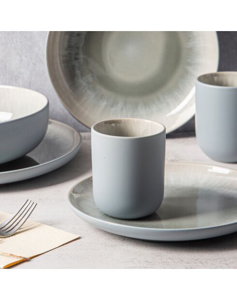 4 Tasses en Grès Réactif Iris bleu/gris - 290 ml