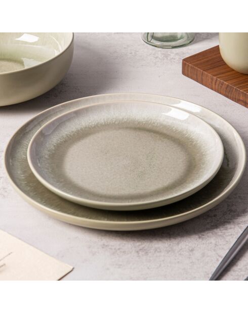 Juego de vajilla de gres reactivo Green Iris - 12 piezas -