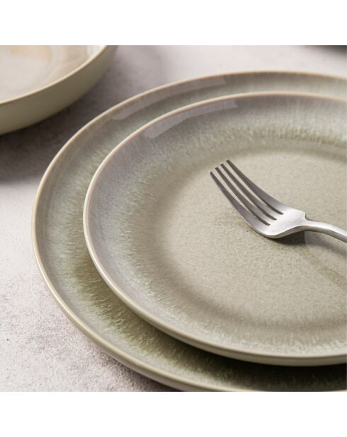 Juego de vajilla de gres reactivo Green Iris - 12 piezas -