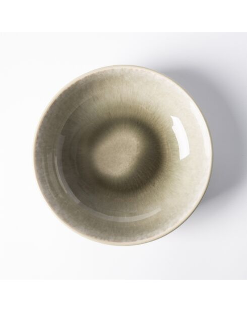 6 Bols en Grès Réactif Iris verts - D.16 cm