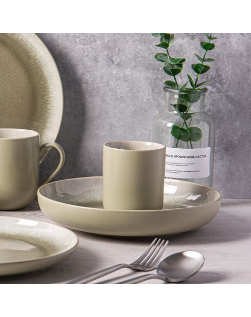 4 Tasses en Grès Réactif Iris vertes - 290 ml