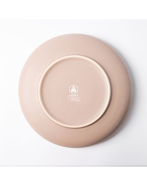 6 platos hondos de gres reactivo Iris Taupe, 22 cm de diámetro