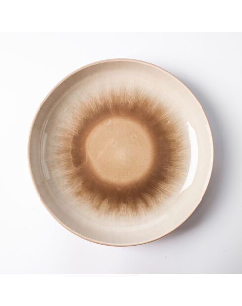 6 Assiettes creuse en Grès Réactif Iris taupe - D.22 cm