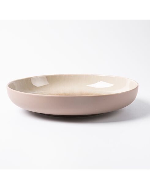 6 Assiettes creuse en Grès Réactif Iris taupe - D.22 cm
