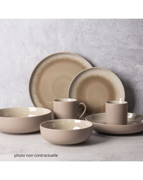 6 Bols en Grès Réactif Iris taupe - D.16 cm