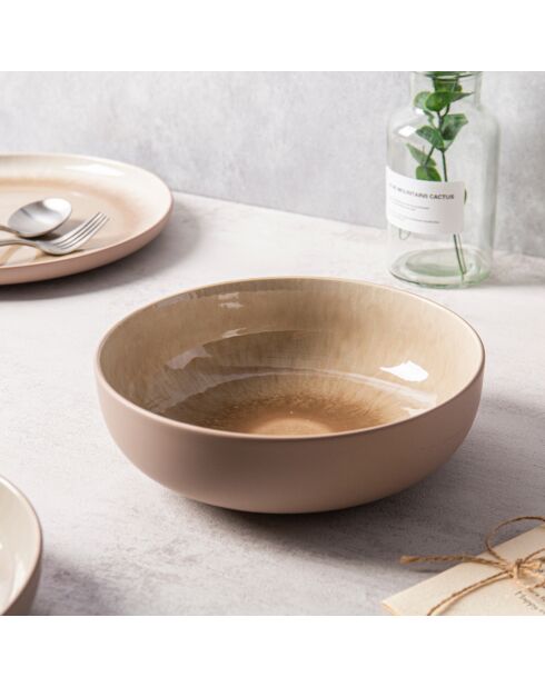 Insalatiera in gres reattivo Iris taupe - D.21,5 cm