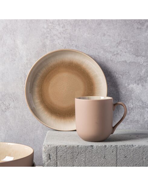 2 Mugs en Grès Réactif Iris taupe - 440 ml