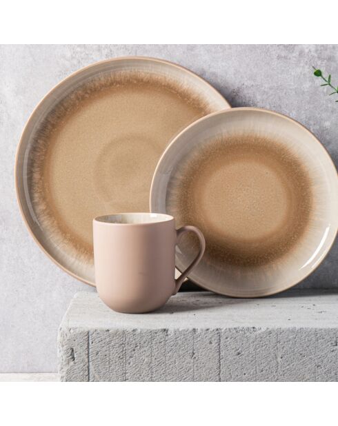 2 Mugs en Grès Réactif Iris taupe - 440 ml