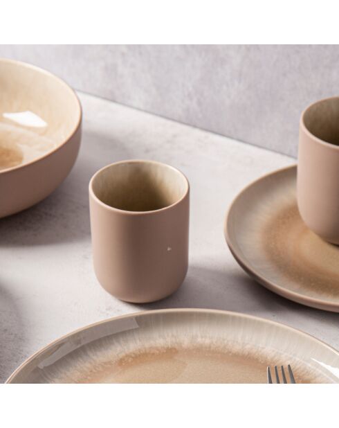 4 Tasses en Grès Réactif Iris taupe - 290 ml