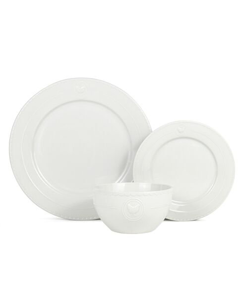 Set de vajilla Gallus de porcelana blanca - 18 piezas