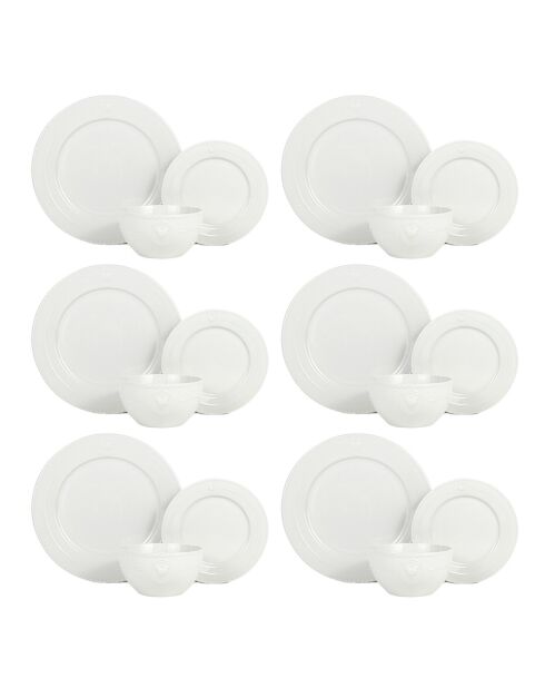Set de vajilla Gallus de porcelana blanca - 18 piezas