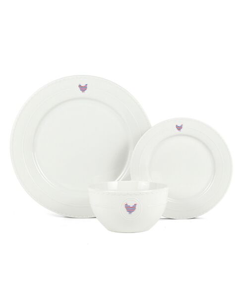 Set de vajilla Gallus de porcelana blanca - 18 piezas