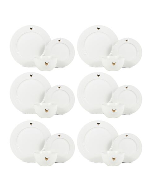 Set de vajilla Gallus de porcelana blanca - 18 piezas