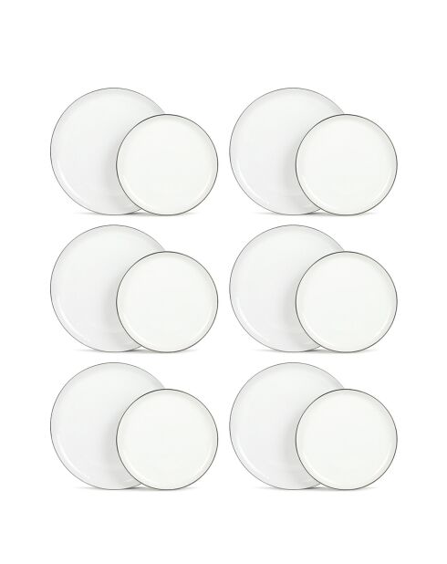 Set de vajilla de porcelana Selene Silver, 12 piezas