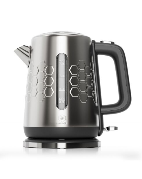 Bollitore elettrico in acciaio inossidabile nero/argento - 1,7 L