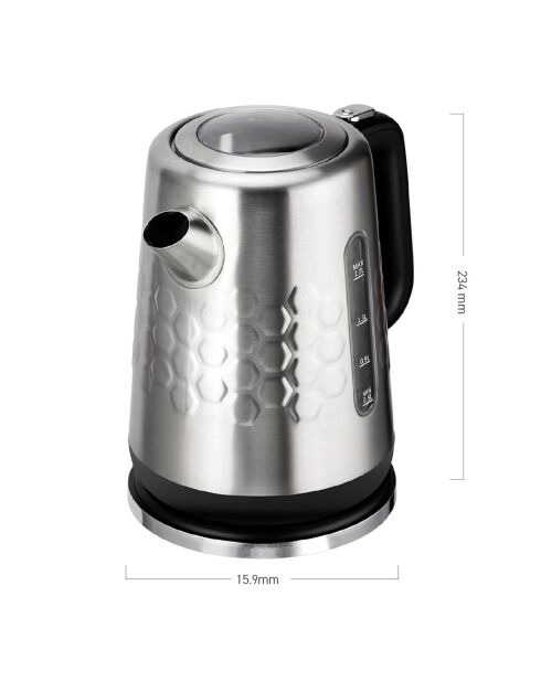 Bollitore elettrico in acciaio inossidabile nero/argento - 1,7 L