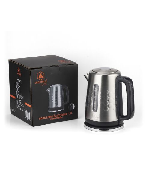 Bollitore elettrico programmabile in acciaio inossidabile nero/argento - 1,7 L