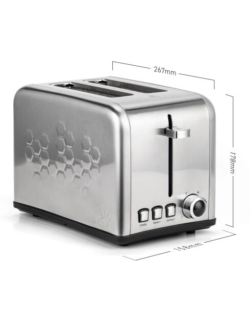 Grille-pain électrique inox 2 fentes noir/argenté - 31x19x21.3