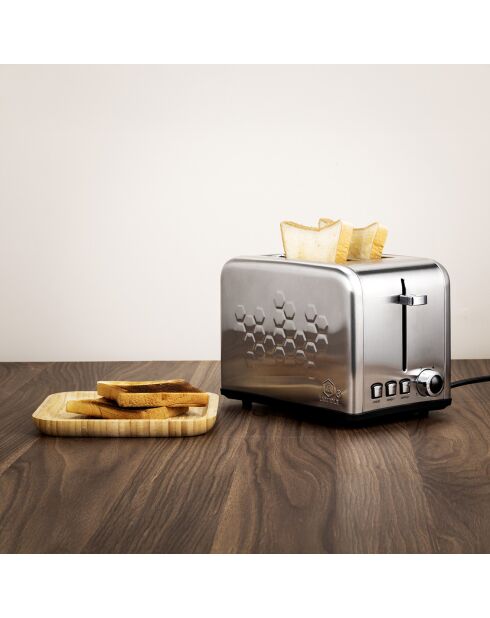 Grille-pain électrique inox 2 fentes noir/argenté - 31x19x21.3