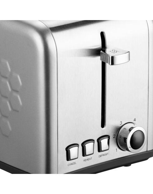 Grille-pain électrique inox 2 fentes noir/argenté - 31x19x21.3