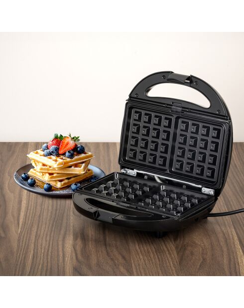 Apparecchio elettrico 3 in 1 (Waffles - Croque Moniser - Grill) nero/argento - 25x24x14,4 cm