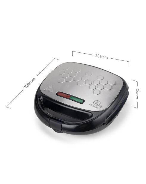Apparecchio elettrico 3 in 1 (Waffles - Croque Moniser - Grill) nero/argento - 25x24x14,4 cm