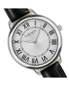 Montre Femme Rose en Cuir noire