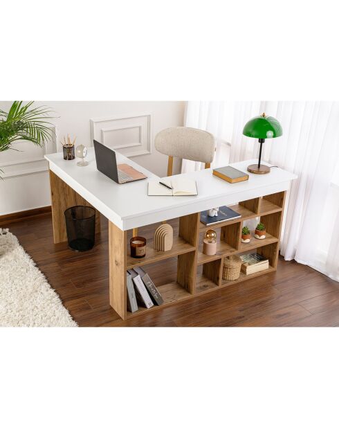 Bureau Vesper blanc/pin - 130x72x50 cm