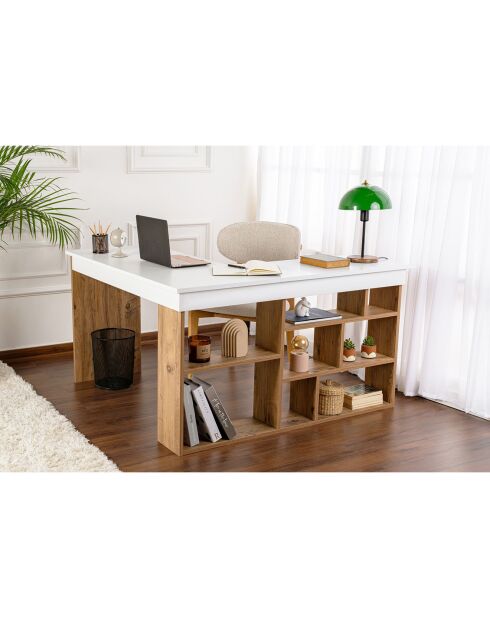 Bureau Vesper blanc/pin - 130x72x50 cm
