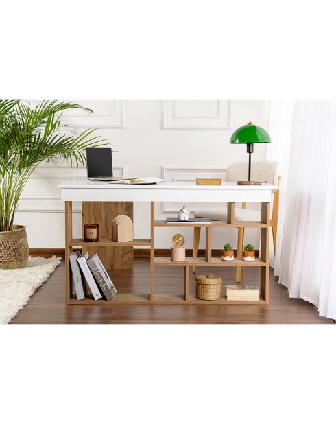 Bureau Vesper blanc/pin - 130x72x50 cm