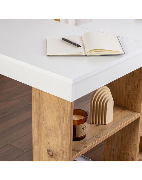 Bureau Vesper blanc/pin - 130x72x50 cm