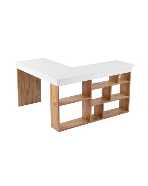 Bureau Vesper blanc/pin - 130x72x50 cm