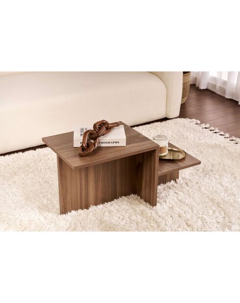 Table basse Harmony noyer - 80x40x40 cm